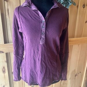 Burgundy Free People Relaxed Buttoned Polo shirt